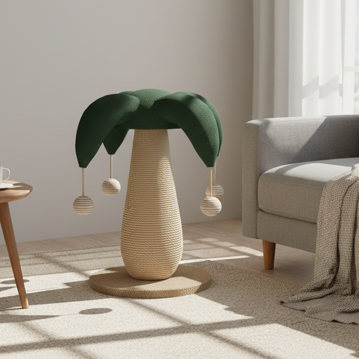 Contemporary Mushroom-Shaped Cat Tower with Hemp Rope for Bedroom-Orizon Depot
