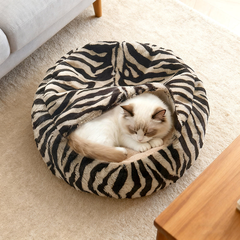 Cozy Round Fleece Plush Pet Bed for Cats and Dogs in Colorful Design-Orizon Depot