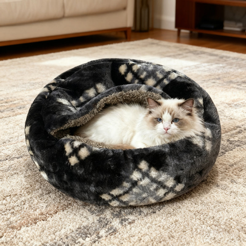 Cozy Round Fleece Plush Pet Bed for Cats and Dogs in Colorful Design-Orizon Depot