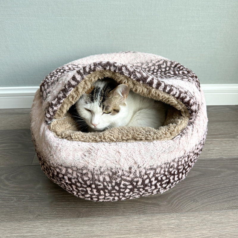 Cozy Round Fleece Plush Pet Bed for Cats and Dogs in Colorful Design-Orizon Depot