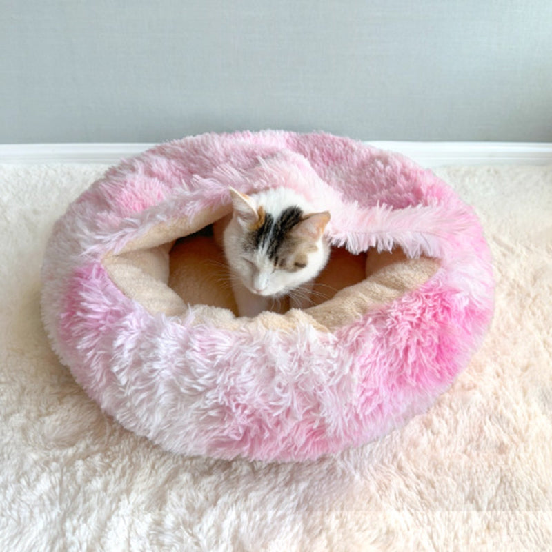 Cozy Round Fleece Plush Pet Bed for Cats and Dogs in Colorful Design-Orizon Depot