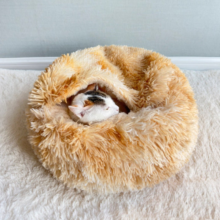 Cozy Round Fleece Plush Pet Bed for Cats and Dogs in Colorful Design-Orizon Depot
