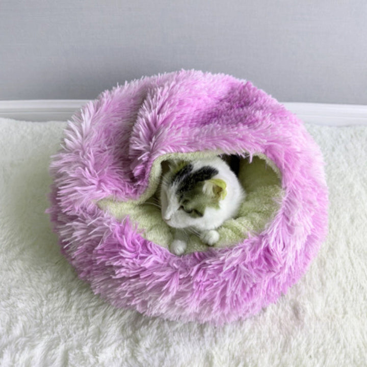 Cozy Round Fleece Plush Pet Bed for Cats and Dogs in Colorful Design-Orizon Depot