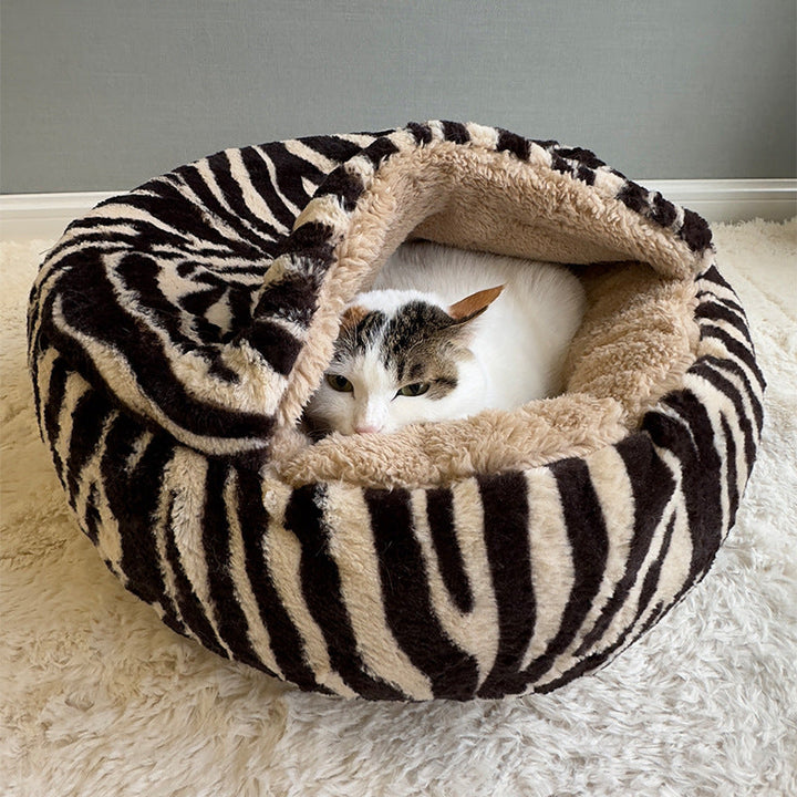 Cozy Round Fleece Plush Pet Bed for Cats and Dogs in Colorful Design-Orizon Depot