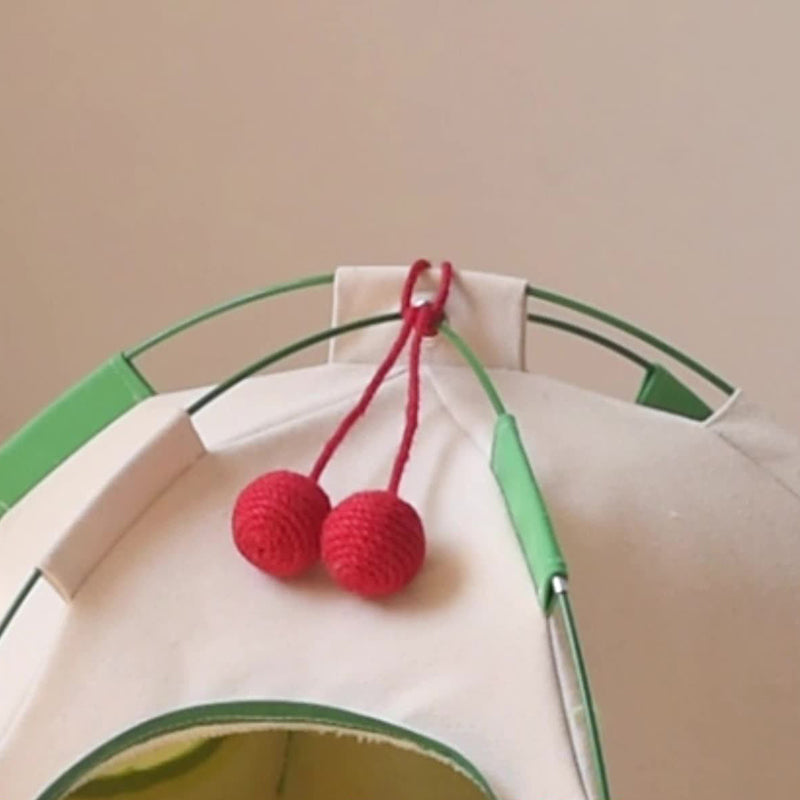 Modern Cylindrical Canvas Plush Pet Tent Bed with Hemp Rope and Fiberglass-Orizon Depot