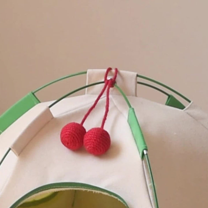 Modern Cylindrical Canvas Plush Pet Tent Bed with Hemp Rope and Fiberglass-Orizon Depot