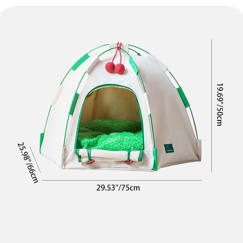 Modern Cylindrical Canvas Plush Pet Tent Bed with Hemp Rope and Fiberglass-Orizon Depot