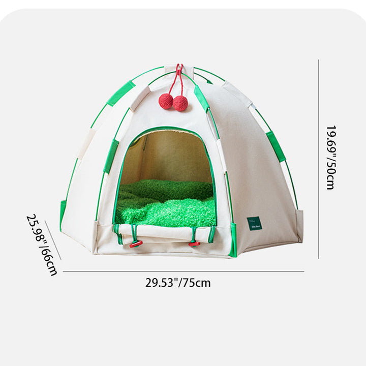 Modern Cylindrical Canvas Plush Pet Tent Bed with Hemp Rope and Fiberglass-Orizon Depot