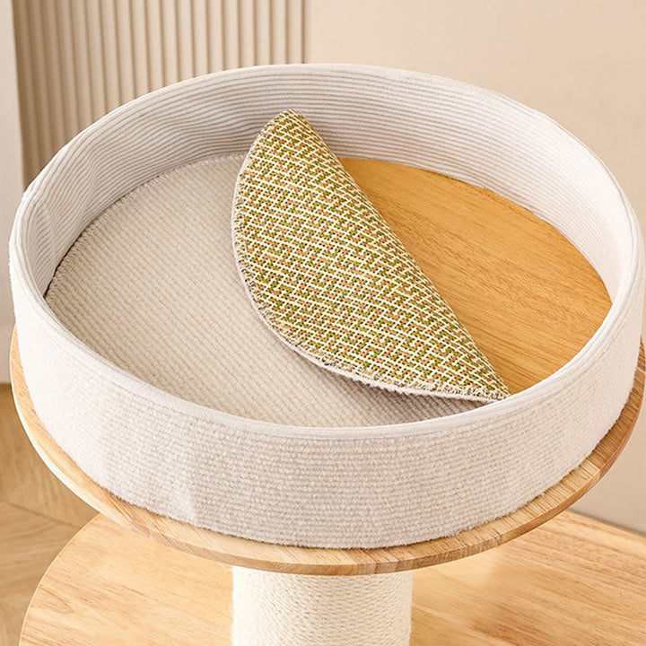 Modern Scandinavian Round Sisal Multi-Layer Wood Cat Tree for Home-Orizon Depot