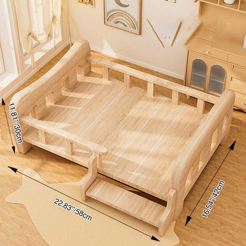 Stylish Rectangular Fabric Rattan Pine Wood Pet Bed for Bedroom-Orizon Depot