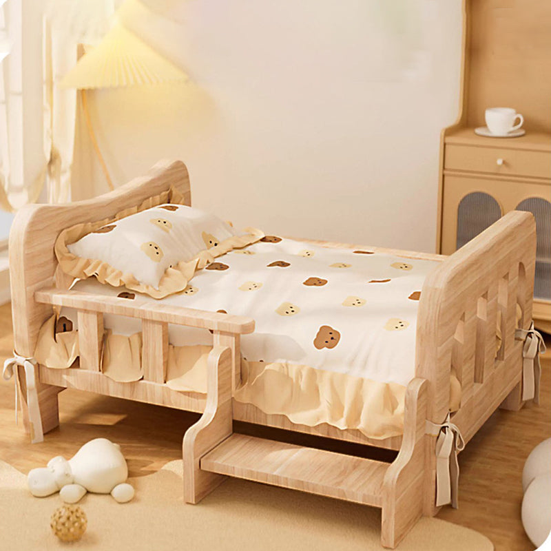 Stylish Rectangular Fabric Rattan Pine Wood Pet Bed for Bedroom-Orizon Depot