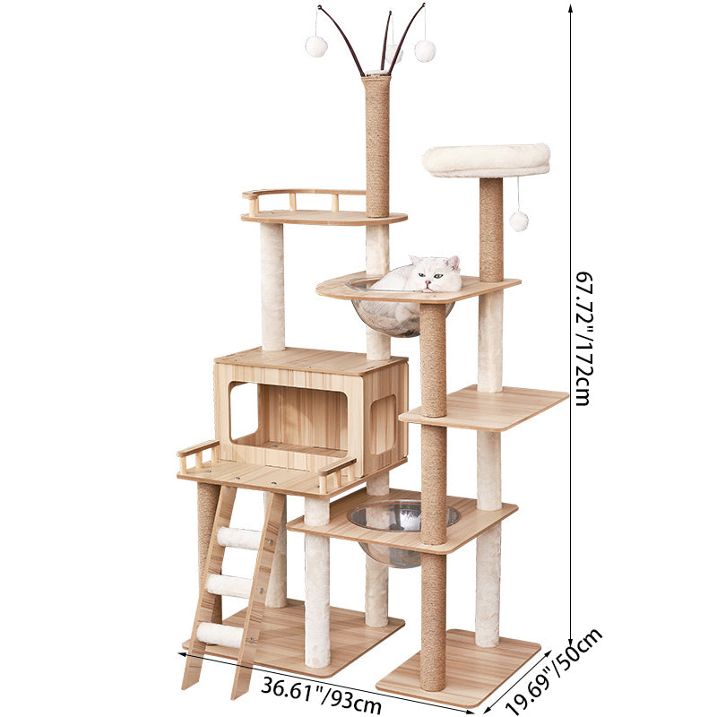 Modern Scandinavian Rectangular MDF Acrylic Multi-Functional Cat Tree-Orizon Depot
