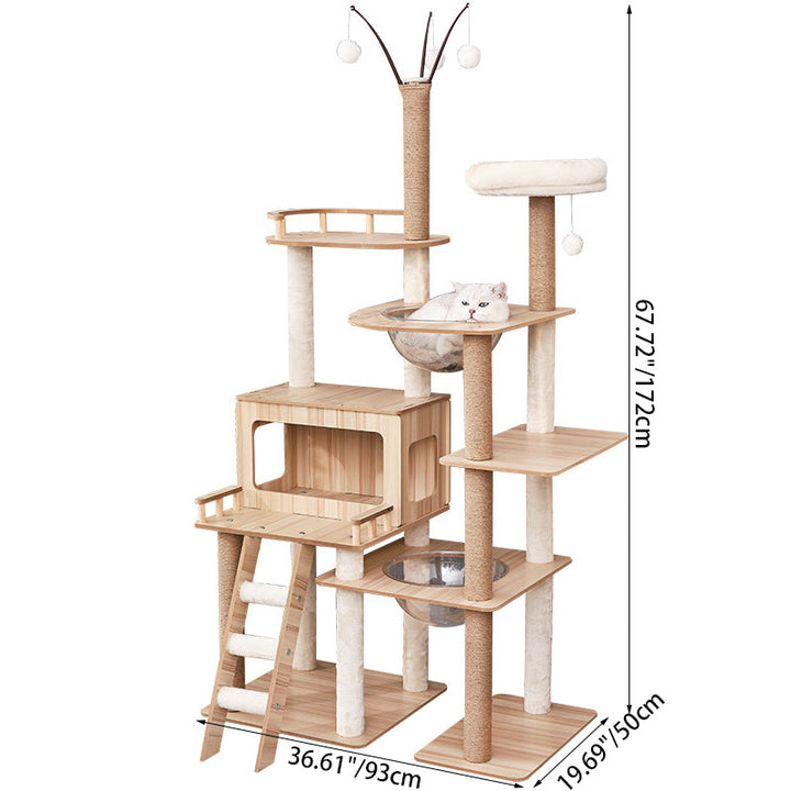 Modern Scandinavian Rectangular MDF Acrylic Multi-Functional Cat Tree-Orizon Depot