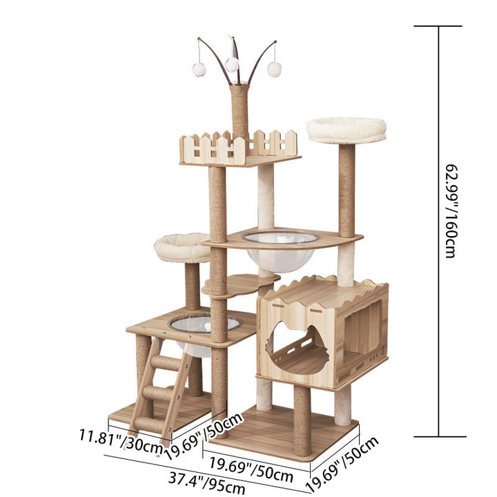 Modern Scandinavian Rectangular MDF Acrylic Multi-Functional Cat Tree-Orizon Depot