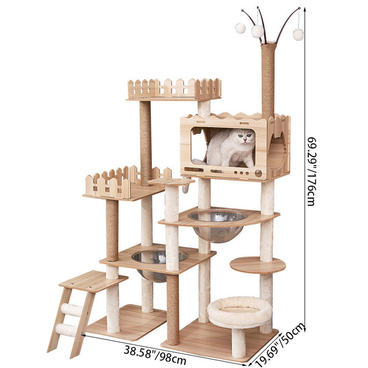 Modern Scandinavian Rectangular MDF Acrylic Multi-Functional Cat Tree-Orizon Depot