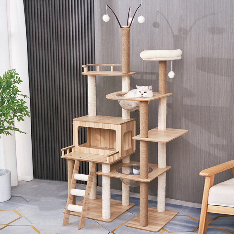 Modern Scandinavian Rectangular MDF Acrylic Multi-Functional Cat Tree-Orizon Depot