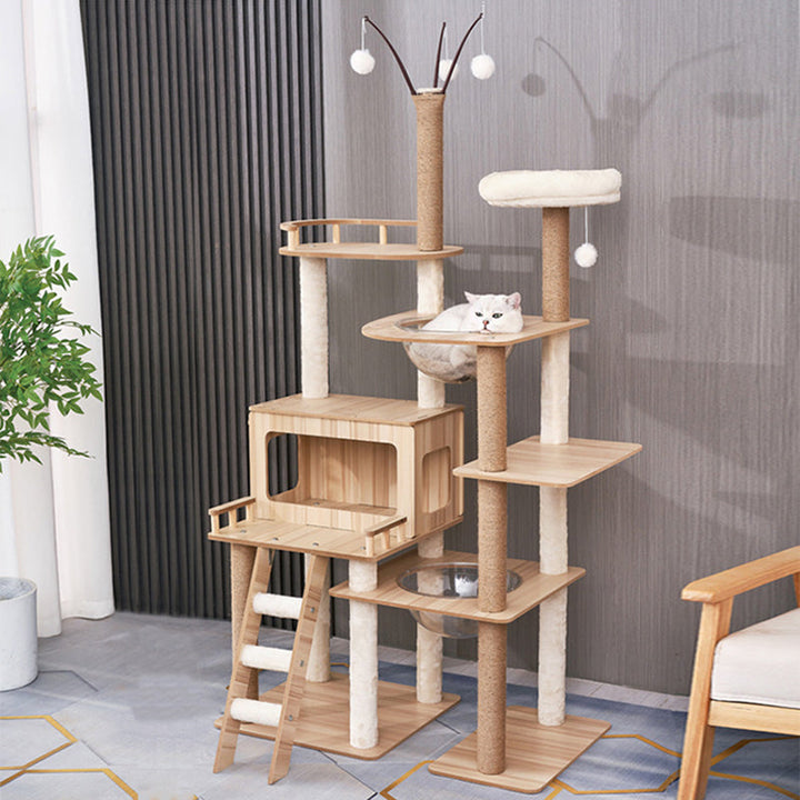 Modern Scandinavian Rectangular MDF Acrylic Multi-Functional Cat Tree-Orizon Depot