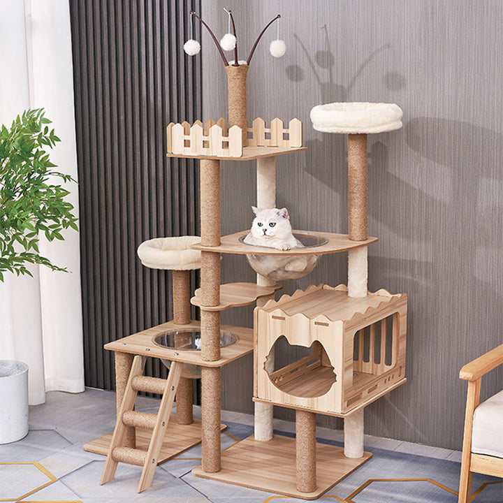 Modern Scandinavian Rectangular MDF Acrylic Multi-Functional Cat Tree-Orizon Depot