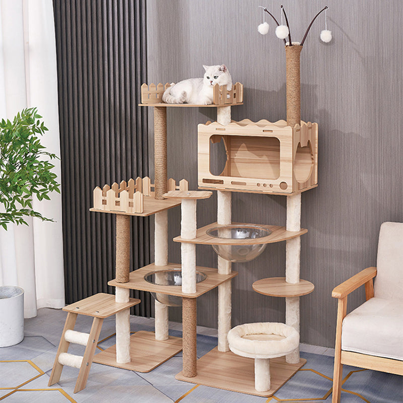 Modern Scandinavian Rectangular MDF Acrylic Multi-Functional Cat Tree-Orizon Depot