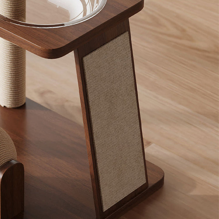 Scandinavian Round Rubberwood Multi-Functional Cat Tree for Living Room-Orizon Depot