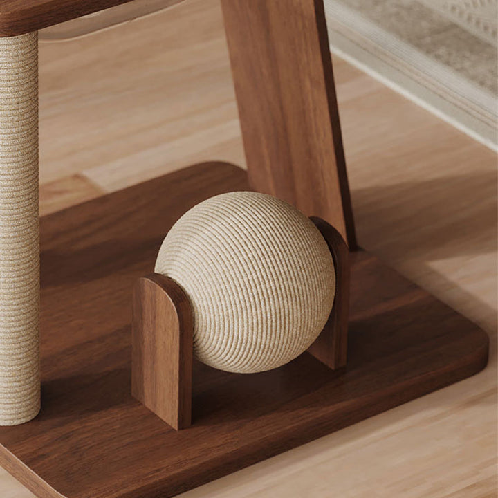 Scandinavian Round Rubberwood Multi-Functional Cat Tree for Living Room-Orizon Depot