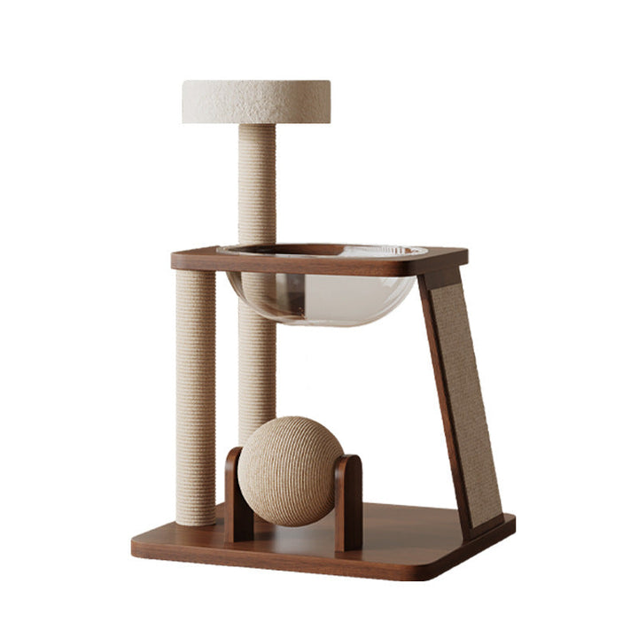 Scandinavian Round Rubberwood Multi-Functional Cat Tree for Living Room-Orizon Depot