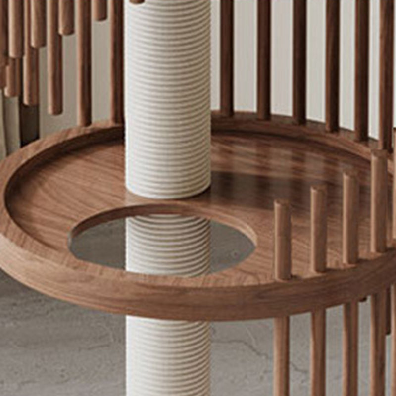 Art Deco Round Rubberwood Cat Tree with Spiral Design for Living Room-Orizon Depot