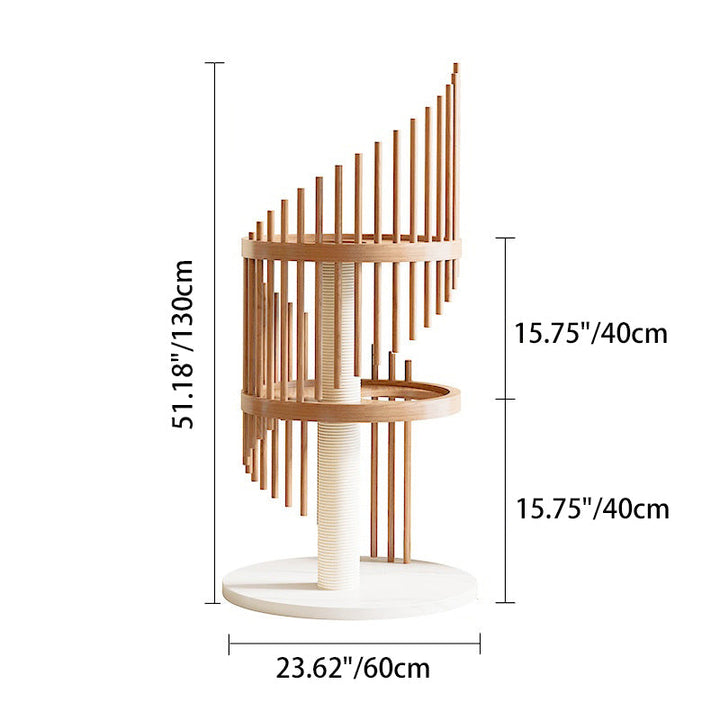 Art Deco Round Rubberwood Cat Tree with Spiral Design for Living Room-Orizon Depot