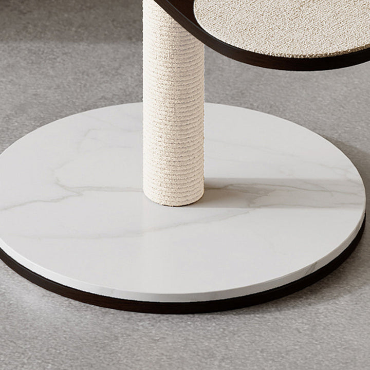 Modern Scandinavian Round Plywood Cat Tree with Stone Slab for Living Room-Orizon Depot
