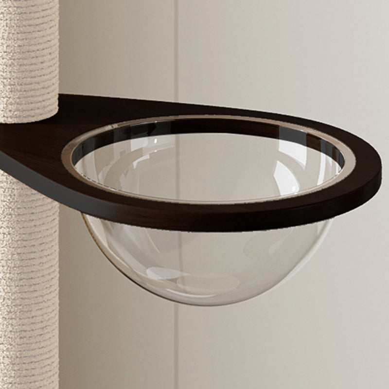 Modern Scandinavian Round Plywood Cat Tree with Stone Slab for Living Room-Orizon Depot