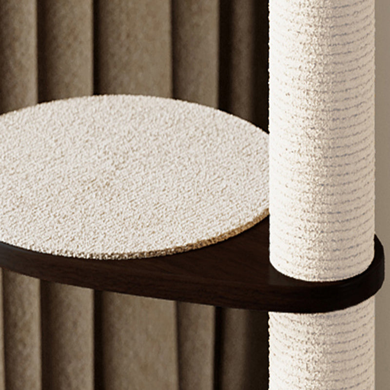 Modern Scandinavian Round Plywood Cat Tree with Stone Slab for Living Room-Orizon Depot
