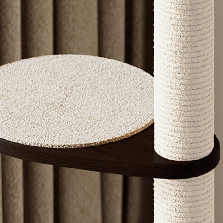 Modern Scandinavian Round Plywood Cat Tree with Stone Slab for Living Room-Orizon Depot