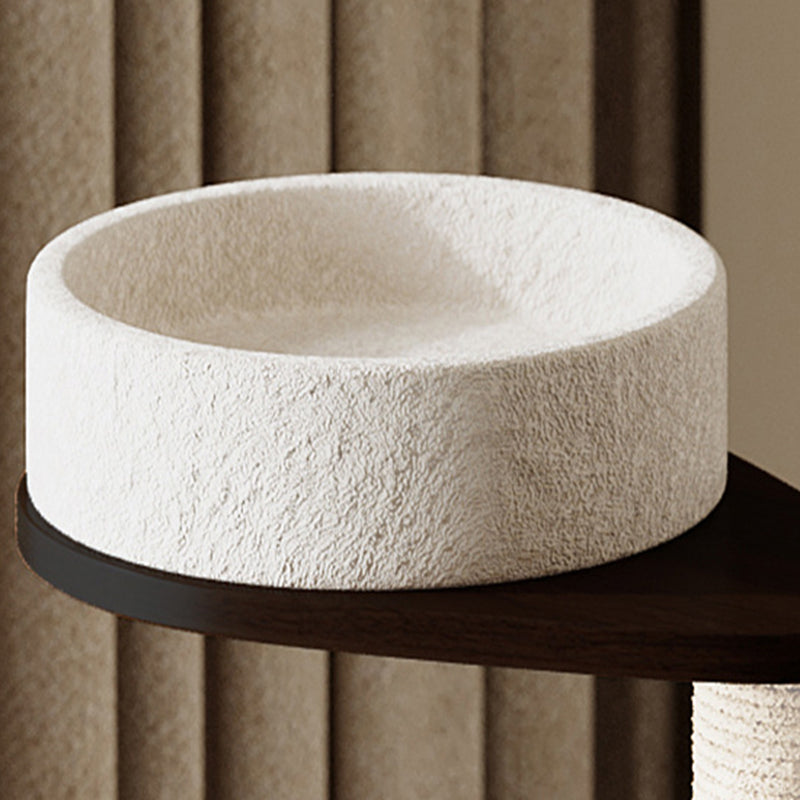 Modern Scandinavian Round Plywood Cat Tree with Stone Slab for Living Room-Orizon Depot