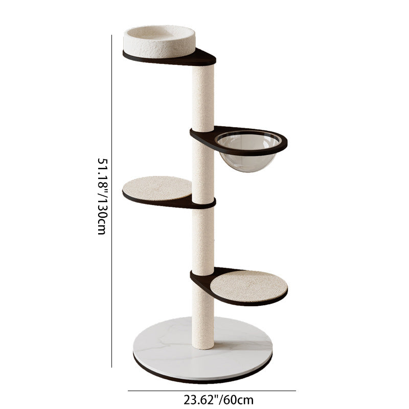 Modern Scandinavian Round Plywood Cat Tree with Stone Slab for Living Room-Orizon Depot