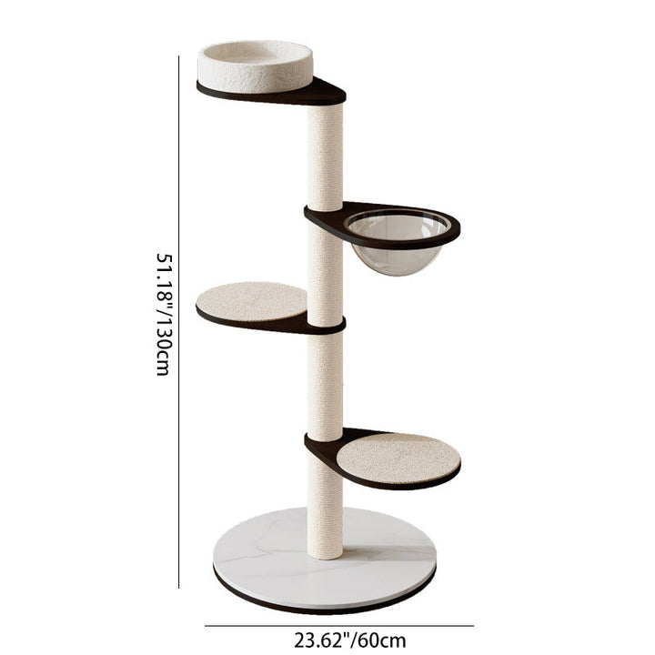 Modern Scandinavian Round Plywood Cat Tree with Stone Slab for Living Room-Orizon Depot