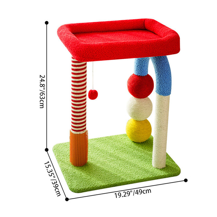 Colorful Multi-Functional Cat Tree with Velvet Fabric for Living Room-Orizon Depot