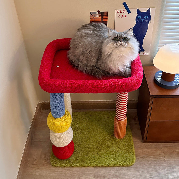 Colorful Multi-Functional Cat Tree with Velvet Fabric for Living Room-Orizon Depot