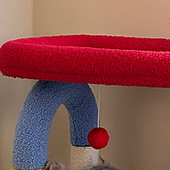 Colorful Multi-Functional Cat Tree with Velvet Fabric for Living Room-Orizon Depot