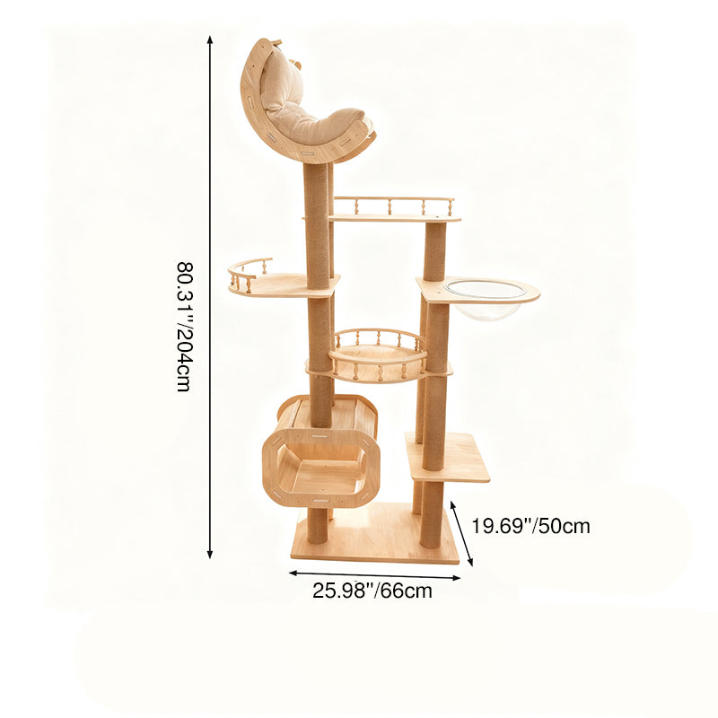 Modern Scandinavian Multi-Layer Solid Wood Cat Tree for Living Room-Orizon Depot