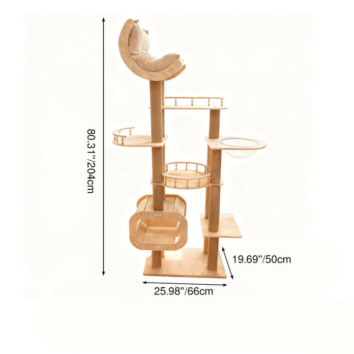 Modern Scandinavian Multi-Layer Solid Wood Cat Tree for Living Room-Orizon Depot