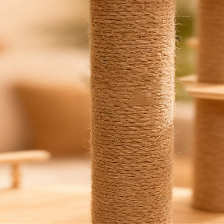Modern Scandinavian Multi-Layer Solid Wood Cat Tree for Living Room-Orizon Depot