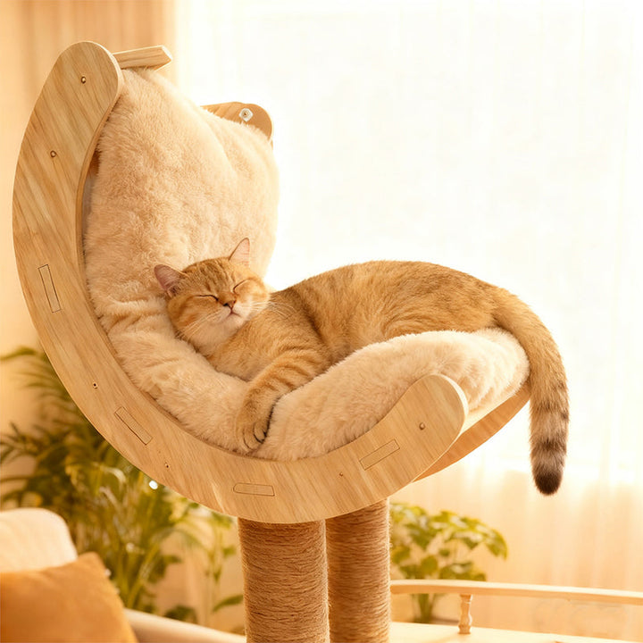 Modern Scandinavian Multi-Layer Solid Wood Cat Tree for Living Room-Orizon Depot
