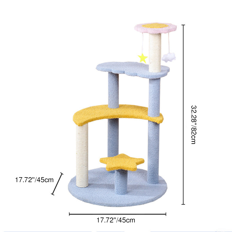 Modern 4-Tier Cat Tree with Star & Moon Design for Living Room-Orizon Depot