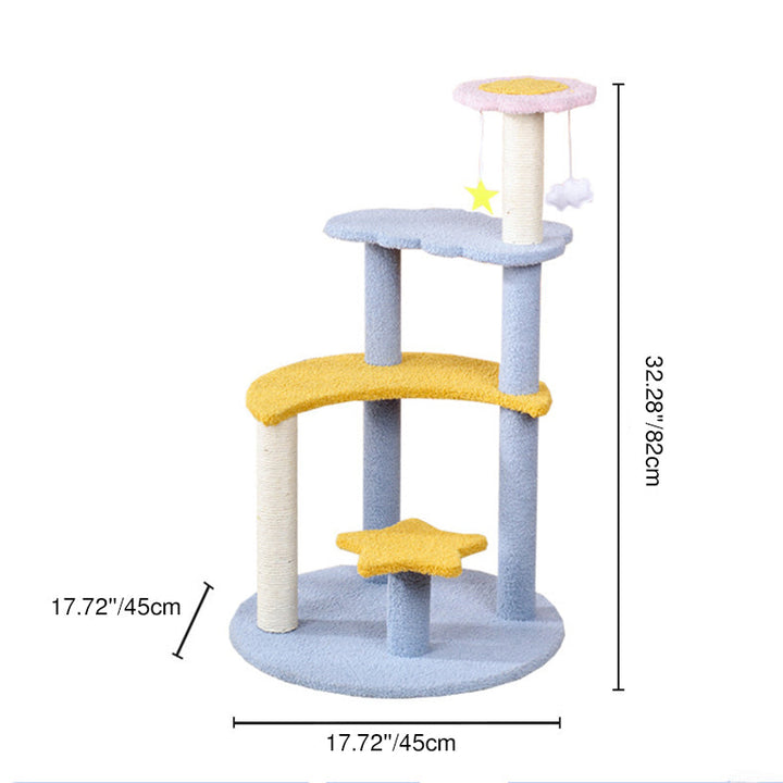 Modern 4-Tier Cat Tree with Star & Moon Design for Living Room-Orizon Depot