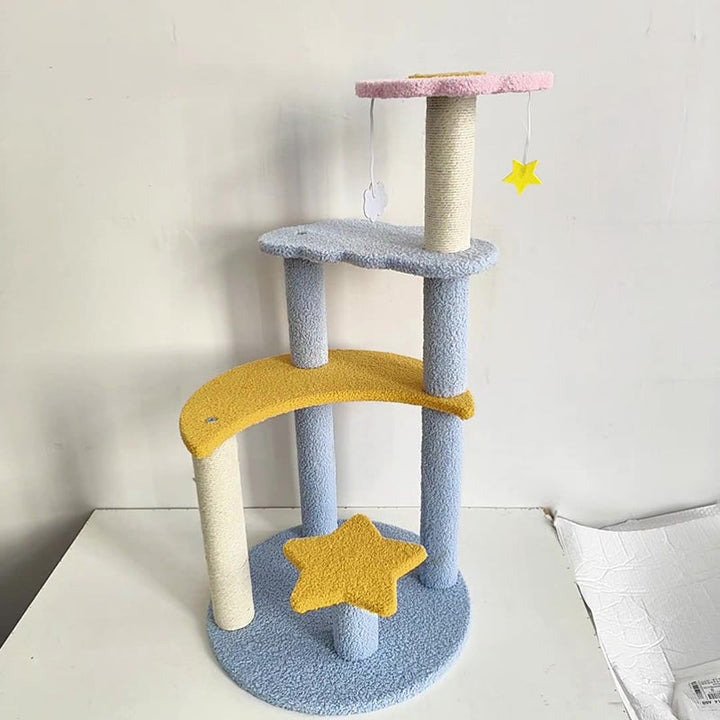 Modern 4-Tier Cat Tree with Star & Moon Design for Living Room-Orizon Depot