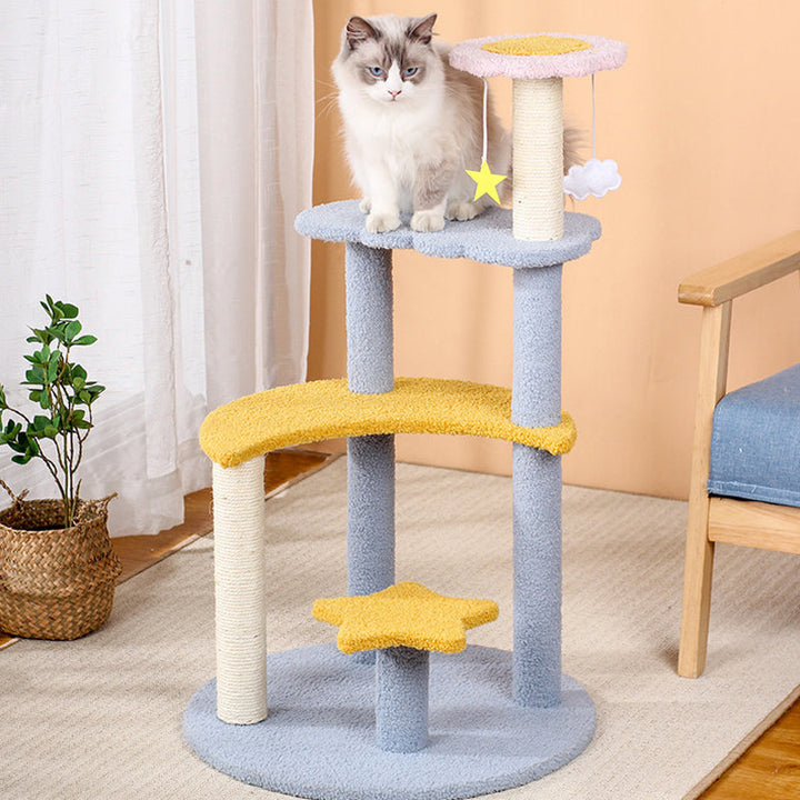 Modern 4-Tier Cat Tree with Star & Moon Design for Living Room-Orizon Depot