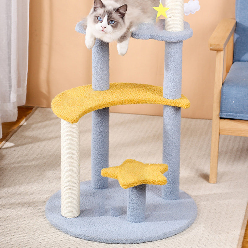 Modern 4-Tier Cat Tree with Star & Moon Design for Living Room-Orizon Depot