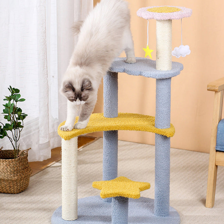 Modern 4-Tier Cat Tree with Star & Moon Design for Living Room-Orizon Depot