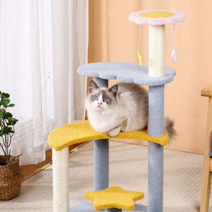 Modern 4-Tier Cat Tree with Star & Moon Design for Living Room-Orizon Depot