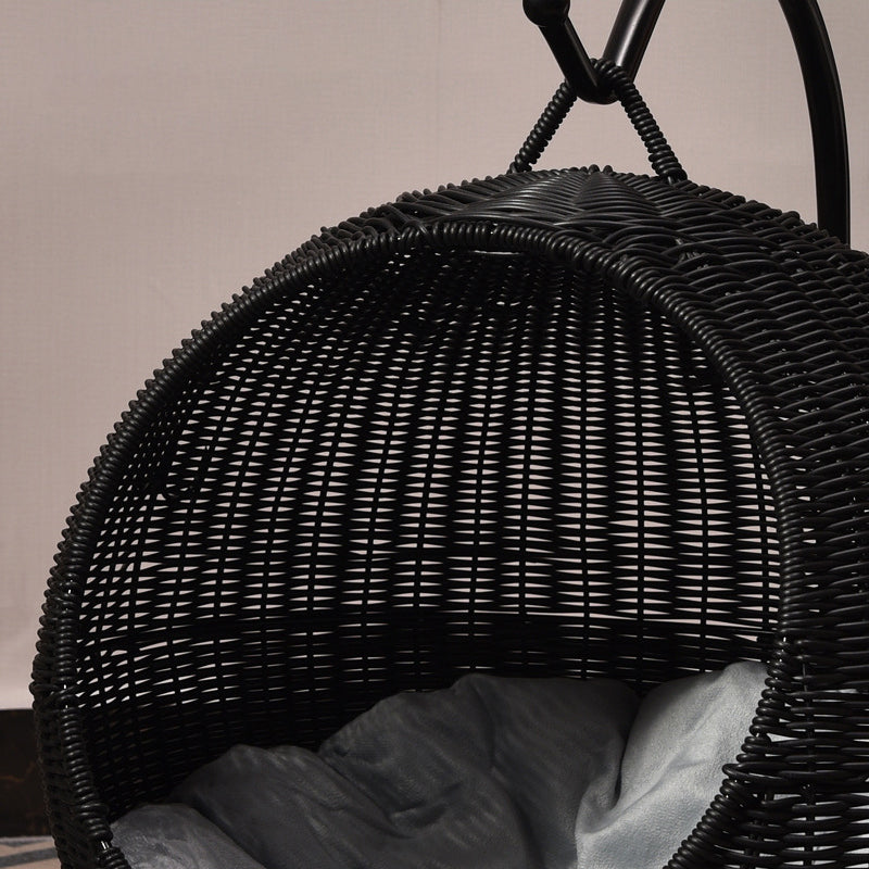Boho Round Faux Rattan Handwoven Hanging Cat Bed for Bedroom-Orizon Depot